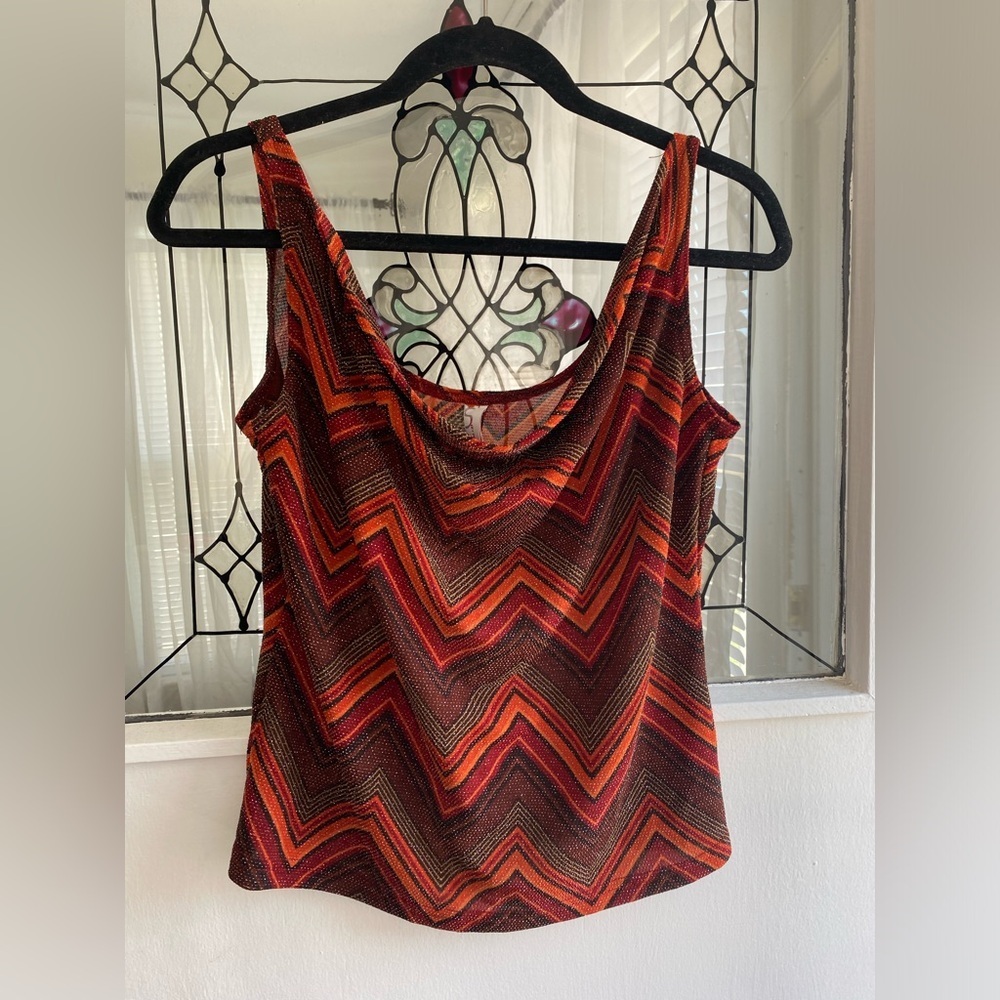 Y2K Cowl Neck Slinky Metallic Top